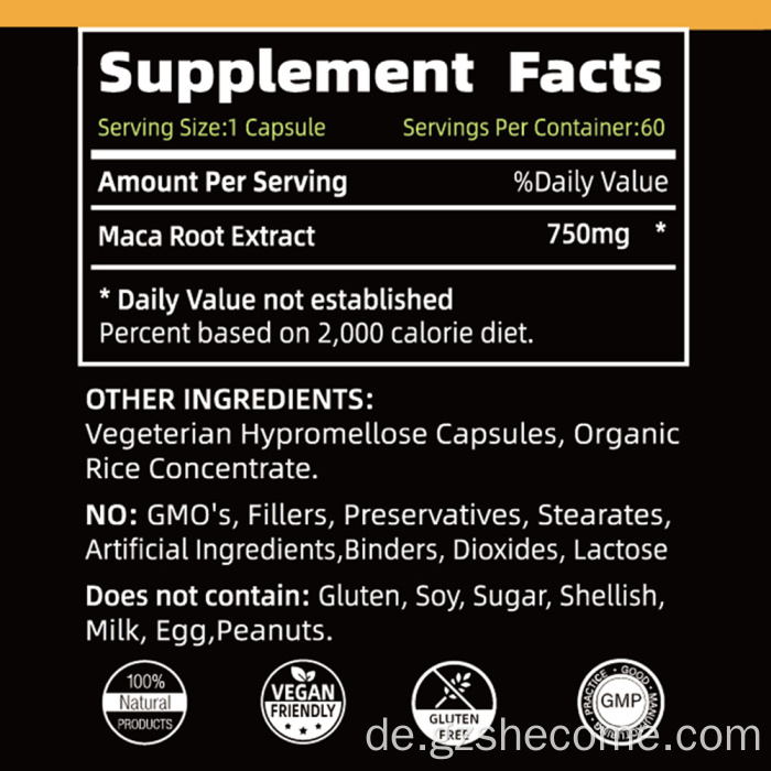 Maca High Potency Black Maca Root -Energiekapseln